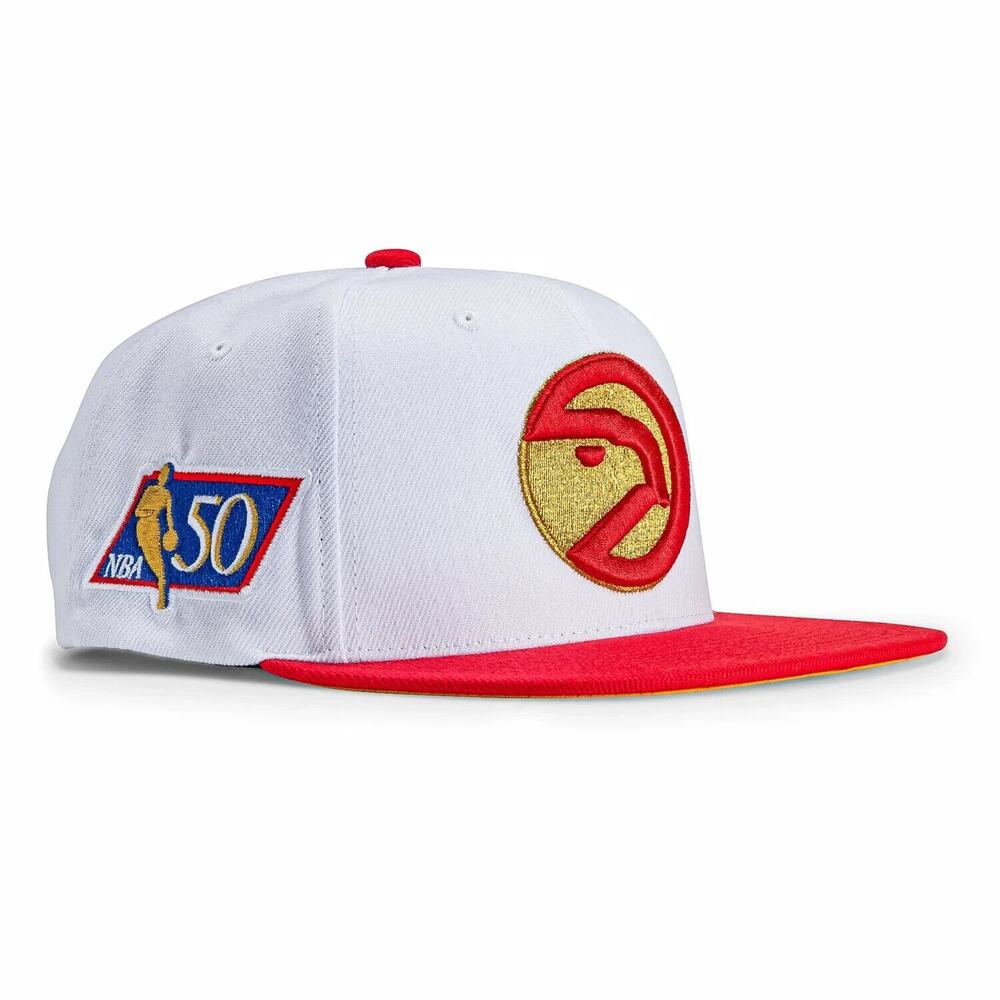 Mitchell &‎ Ness Atlanta Hawks NBA 50th Anniversary Patch White Snapback Hat